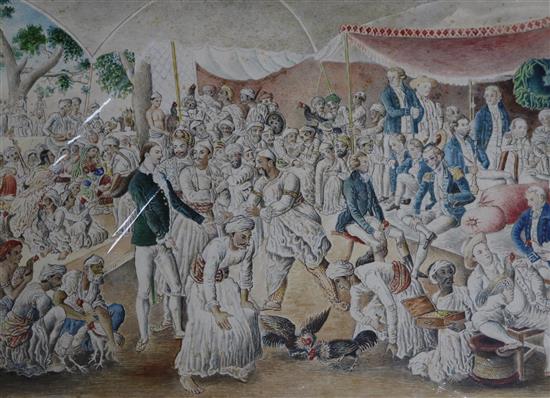 Indian School After Zoffany, watercolour, Colonel Mordaunts Cock Match,,